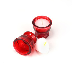 Lot de 16 veilleuses rechargeables en verre rouge